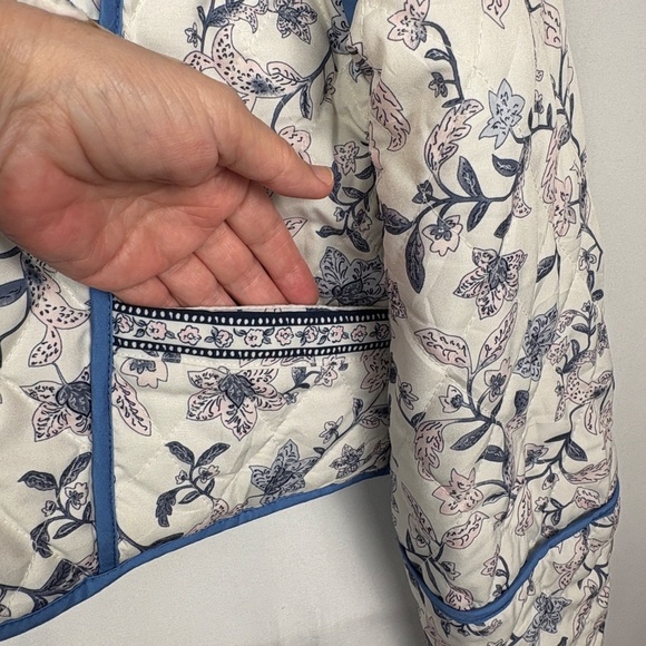 Women Quilted Cropped Reversible Open Front Jacket Sz M Cottagecore Country Boho - Picture 11 of 15
